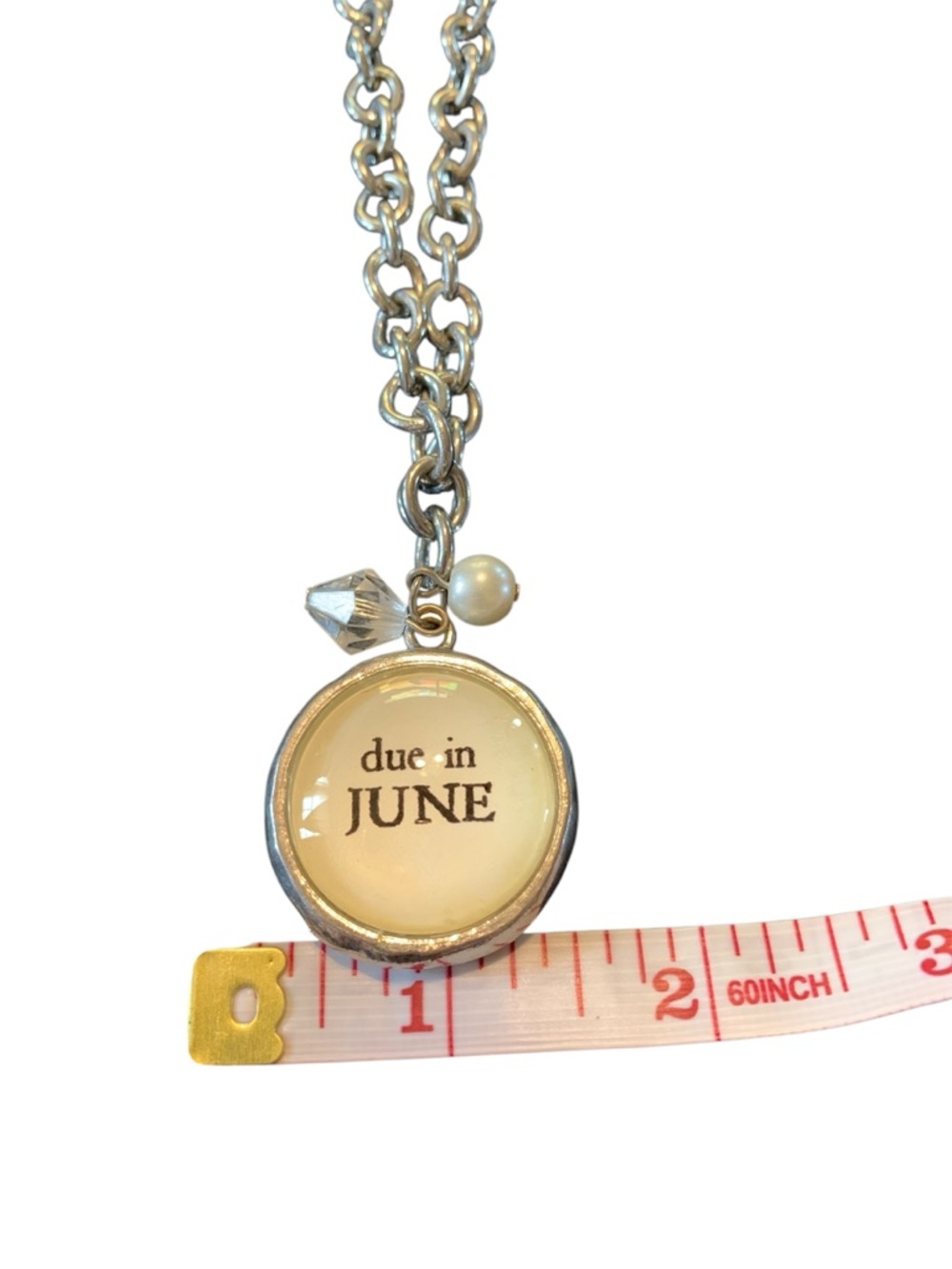 "Due in June" Silver Charm Necklace - Picture 2 of 3